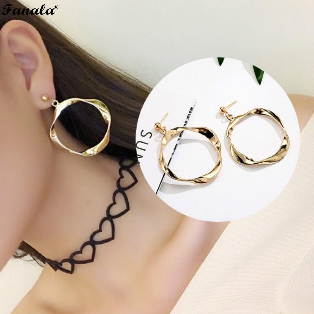 Punk Geo Neat runw Earrings club Korean Rare Statement Sale Rock New Noval Colour Party Women Irregular Drop Top Gold