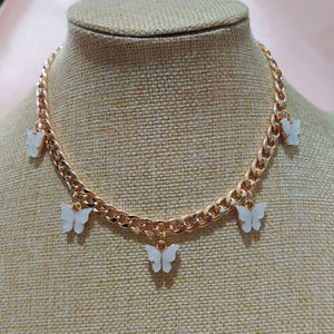 Punk Gold  Silver Color Chain 5 Butterfly Pendant Necklace for Women Wedding Party Statement 2020 Cute Choker Necklaces Jewelry