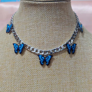 Punk Gold  Silver Color Chain 5 Butterfly Pendant Necklace for Women Wedding Party Statement 2020 Cute Choker Necklaces Jewelry