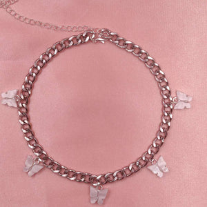 Punk Gold  Silver Color Chain 5 Butterfly Pendant Necklace for Women Wedding Party Statement 2020 Cute Choker Necklaces Jewelry