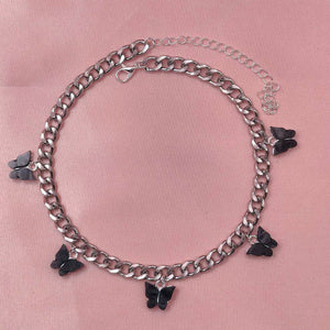 Punk Gold  Silver Color Chain 5 Butterfly Pendant Necklace for Women Wedding Party Statement 2020 Cute Choker Necklaces Jewelry