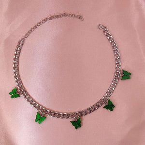 Punk Gold  Silver Color Chain 5 Butterfly Pendant Necklace for Women Wedding Party Statement 2020 Cute Choker Necklaces Jewelry