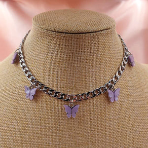 Punk Gold  Silver Color Chain 5 Butterfly Pendant Necklace for Women Wedding Party Statement 2020 Cute Choker Necklaces Jewelry