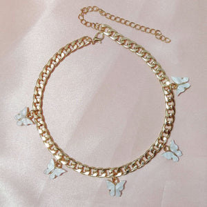 Punk Gold  Silver Color Chain 5 Butterfly Pendant Necklace for Women Wedding Party Statement 2020 Cute Choker Necklaces Jewelry