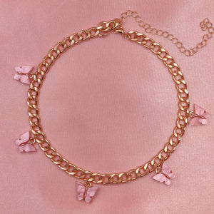 Punk Gold  Silver Color Chain 5 Butterfly Pendant Necklace for Women Wedding Party Statement 2020 Cute Choker Necklaces Jewelry