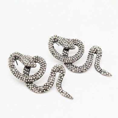 Punk Hyperbole Super Shiny Zircon All Star Huge Snake Stud Earrings White Rhinestones Unique Design Luxury Brand Earing HLE374
