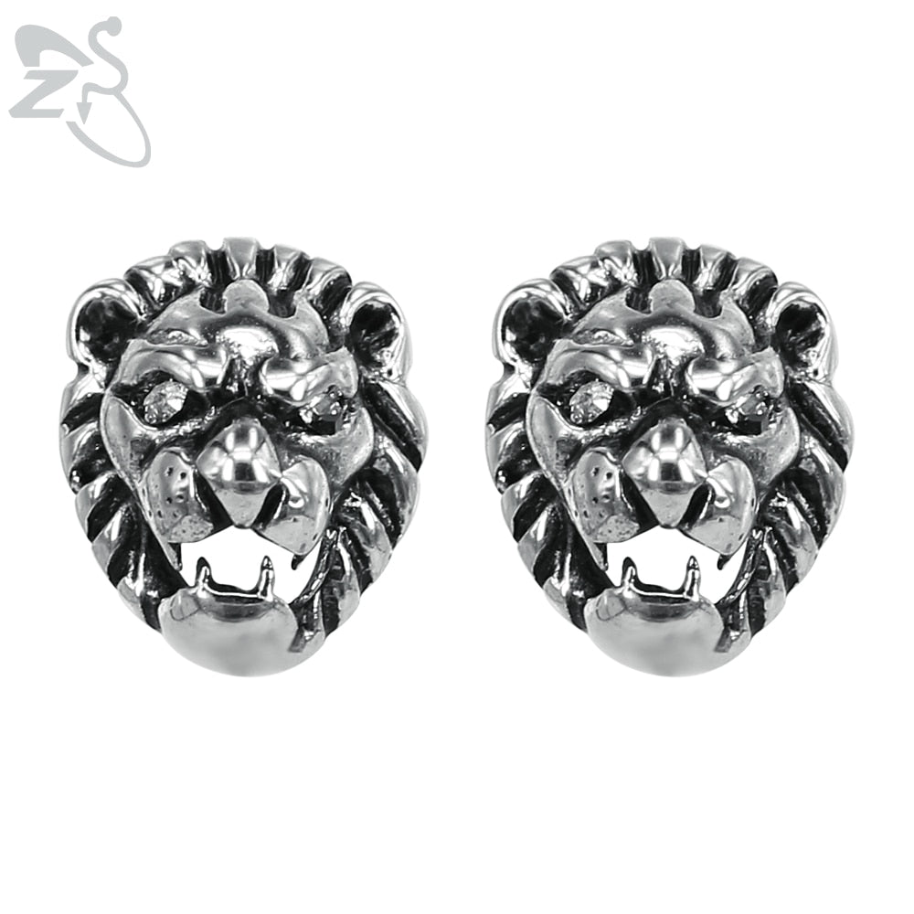 Punk Lion Design Stud Earrings for Men Ear Cartilage Tragus Earring Stainless Steel Ear Stud Piercing Jewelry Aretes De Mujer