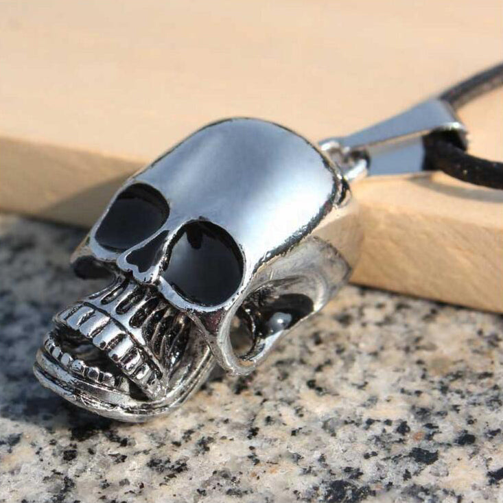 Punk Men Necklace Stainless Steel Gothic Personalized Skull Pendant Necklace Best Gift For Man With Mouth Can Shrink