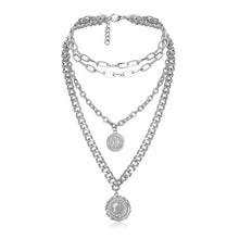 Load image into Gallery viewer, Punk Miami Cuban Choker Necklace Steampunk Men Jewelry Vintage Big Coin Pendant Chunky Chain Necklace for Women Neck Accessories