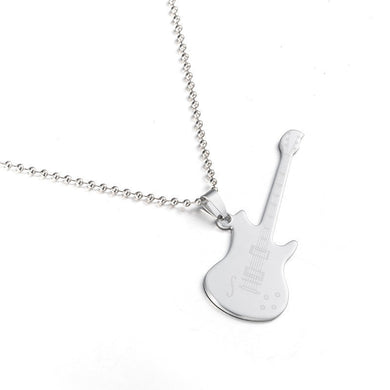 Collane con ciondolo per chitarra musicale punk per donna Collana e ciondoli laser in acciaio inossidabile Moda Rock Coppia Portachiavi Gioielli da uomo 