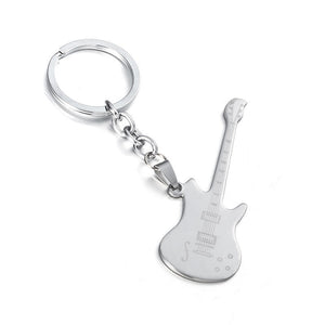 Punk Music Guitar Pendant Necklaces For Women Stainless Steel Laser Necklace&Pendants Fashion Rock Couple Keychain Men Jewelry