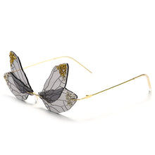 Load image into Gallery viewer, Punk Rimless Dragonfly Sunglasses Women  Glitter Sun Glasses Men UV400 Ladies Eyewear Rhinestone Frameless Eyeglasses