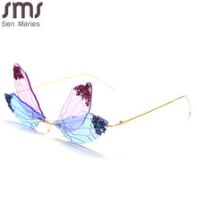 Load image into Gallery viewer, Punk Rimless Dragonfly Sunglasses Women  Glitter Sun Glasses Men UV400 Ladies Eyewear Rhinestone Frameless Eyeglasses