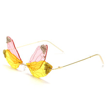 Load image into Gallery viewer, Punk Rimless Dragonfly Sunglasses Women  Glitter Sun Glasses Men UV400 Ladies Eyewear Rhinestone Frameless Eyeglasses