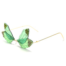 Load image into Gallery viewer, Punk Rimless Dragonfly Sunglasses Women  Glitter Sun Glasses Men UV400 Ladies Eyewear Rhinestone Frameless Eyeglasses