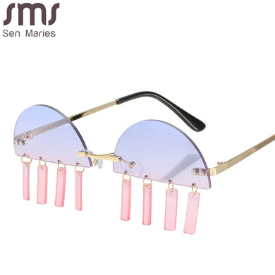 Punk Rimless Gradient Sunglasses Women 2023 Small Frame Rimless Sun Glasses Female Chic Vintage Eyewear UV400