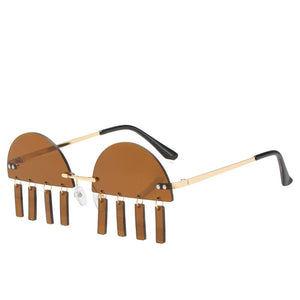 Punk Rimless Gradient Sunglasses Women 2023 Small Frame Rimless Sun Glasses Female Chic Vintage Eyewear UV400