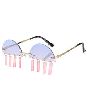 Punk Rimless Gradient Sunglasses Women 2023 Small Frame Rimless Sun Glasses Female Chic Vintage Eyewear UV400