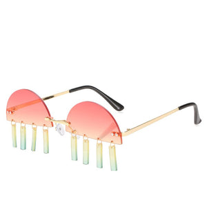 Punk Rimless Gradient Sunglasses Women 2023 Small Frame Rimless Sun Glasses Female Chic Vintage Eyewear UV400