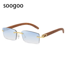 Load image into Gallery viewer, Punk Rimless Rectangle Sunglasses Men 2023 Vintage Trendy Small Square Sun Glasses for Male Frameless Eyewear UV400