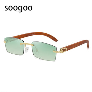 Punk Rimless Sunglasses Men 2022  Trendy Vintage Shades UV400 Square Sun Glasses Frameless Gradient  Eyewear Lunettes