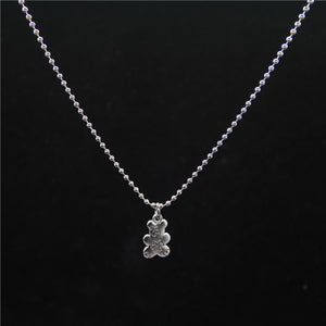 Punk Rock Flower Bear Heart Pendant Necklace Hip Hop Fashion Jewelry Cool For Women Girl Gifts Accessories Party Nightclub Gifts