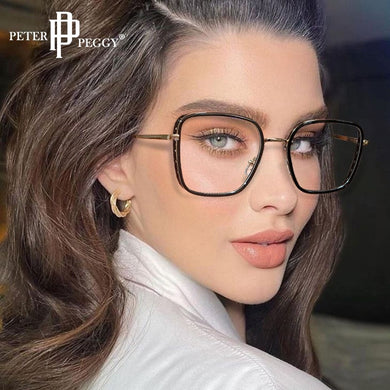 Punk Square Anti-Blue Glasses Women Flat Lenses TR Frame Clear Lens Eye Protection Myopia Prescription Optical Eyeglasses