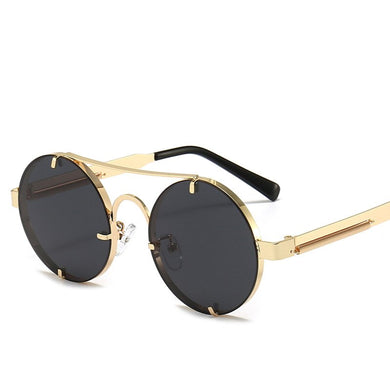 Punk Steam Polarized Sunglasses for Men Women Round Metal Sun Glasses 2023 Rays Brand Designer Goggle UV400 Vintage
