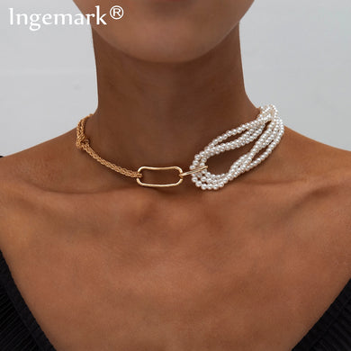 Punk Unique Imitation Pearl Chain Necklace for Women Wedding Steampunk 2020 Gothic Twisted Chunky Thick Choker Necklace Jewelry