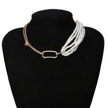 Carica l&#39;immagine nel visualizzatore di Gallery, Punk Unique Imitation Pearl Chain Necklace for Women Wedding Steampunk 2020 Gothic Twisted Chunky Thick Choker Necklace Jewelry