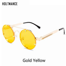 Load image into Gallery viewer, Punk Vintage Round Frame Sunglasses Exquisite Women&#39;s Sun Glasses Spring Temple Simple Design Glass UV400 Lentes De Sol