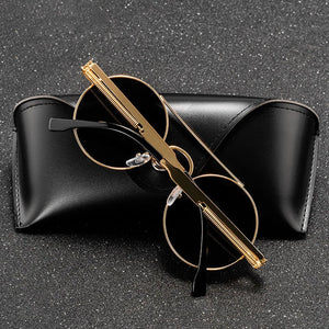 Punk Vintage Round Frame Sunglasses Exquisite Women's Sun Glasses Spring Temple Simple Design Glass UV400 Lentes De Sol