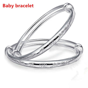 Pure 100% Silver 999 Silver Chinese Ethnic Style Baby Bracelet Girl Boy Gift Child Silver Bangle