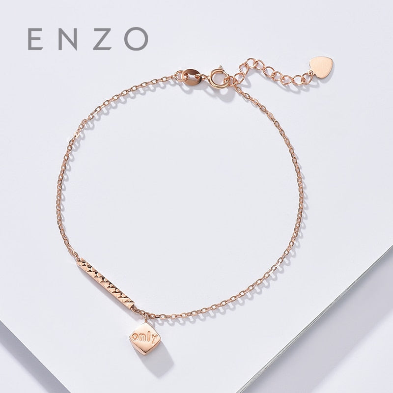 Pure 18K Rose Gold Bracelet For Women Miss Girls Gift Female Fine Jewelry Genuine Real Solid Chain Upscale New Party Trendy