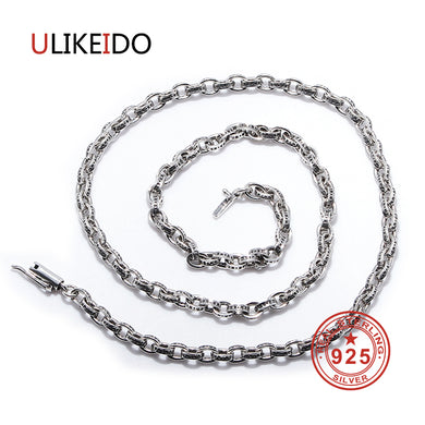 Pure 925 Sterling Silver Jewelry Pendant Fashion Unisex Chains Punk Necklace For Men And Women letter Chain New Longer Gift 396