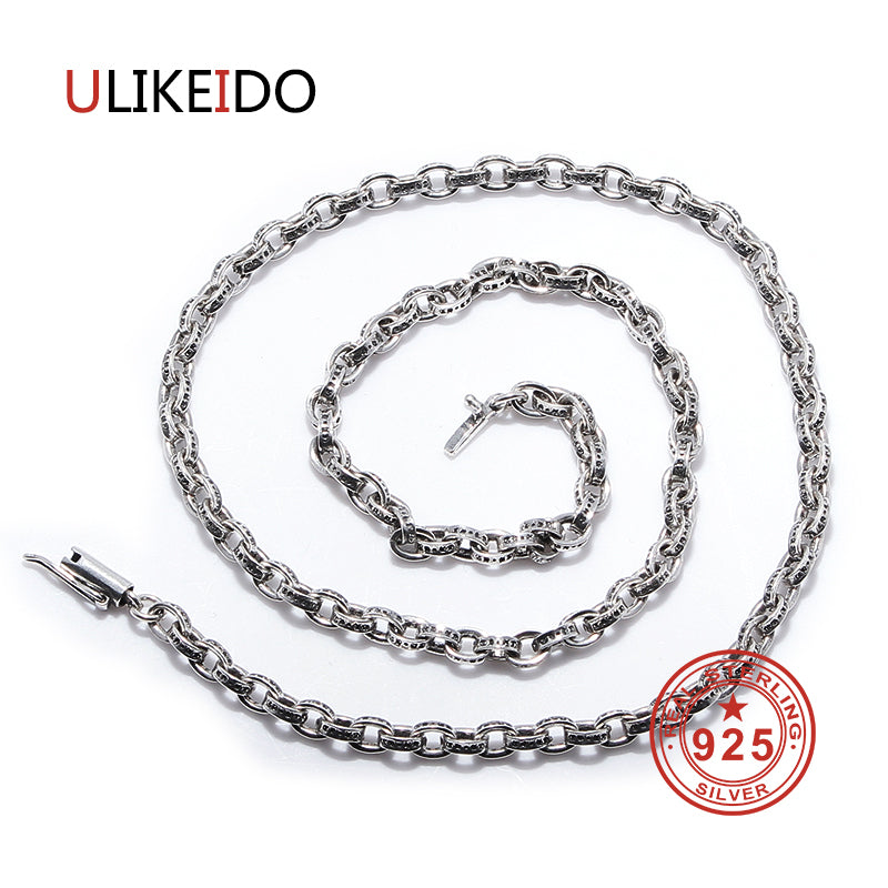 Pure 925 Sterling Silver Jewelry Pendant Fashion Unisex Chains Punk Necklace For Men And Women letter Chain New Longer Gift 396