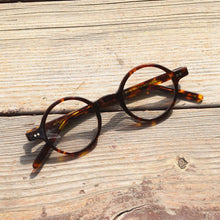 Load image into Gallery viewer, Pure Hand Made Vintage 40 42 44 Round Acetate Tortoise eyeglass frames Full Rim unisex Glasses Rx able