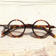 Load image into Gallery viewer, Pure Hand Made Vintage 40 42 44 Round Acetate Tortoise eyeglass frames Full Rim unisex Glasses Rx able