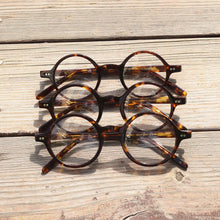 Load image into Gallery viewer, Pure Hand Made Vintage 40 42 44 Round Acetate Tortoise eyeglass frames Full Rim unisex Glasses Rx able