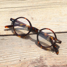 Load image into Gallery viewer, Pure Hand Made Vintage 40 42 44 Round Acetate Tortoise eyeglass frames Full Rim unisex Glasses Rx able