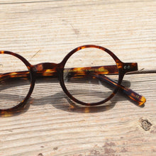 Load image into Gallery viewer, Pure Hand Made Vintage 40 42 44 Round Acetate Tortoise eyeglass frames Full Rim unisex Glasses Rx able