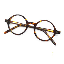 Load image into Gallery viewer, Pure Hand Made Vintage 40 42 44 Round Acetate Tortoise eyeglass frames Full Rim unisex Glasses Rx able
