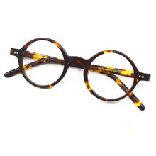 Load image into Gallery viewer, Pure Hand Made Vintage 40 42 44 Round Acetate Tortoise eyeglass frames Full Rim unisex Glasses Rx able