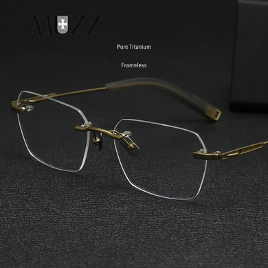 Pure IP Titanium Rimless Optical Glasses Frame Men Square Frameless Prescription Eyeglasses  Ultralight Retro Eyewear