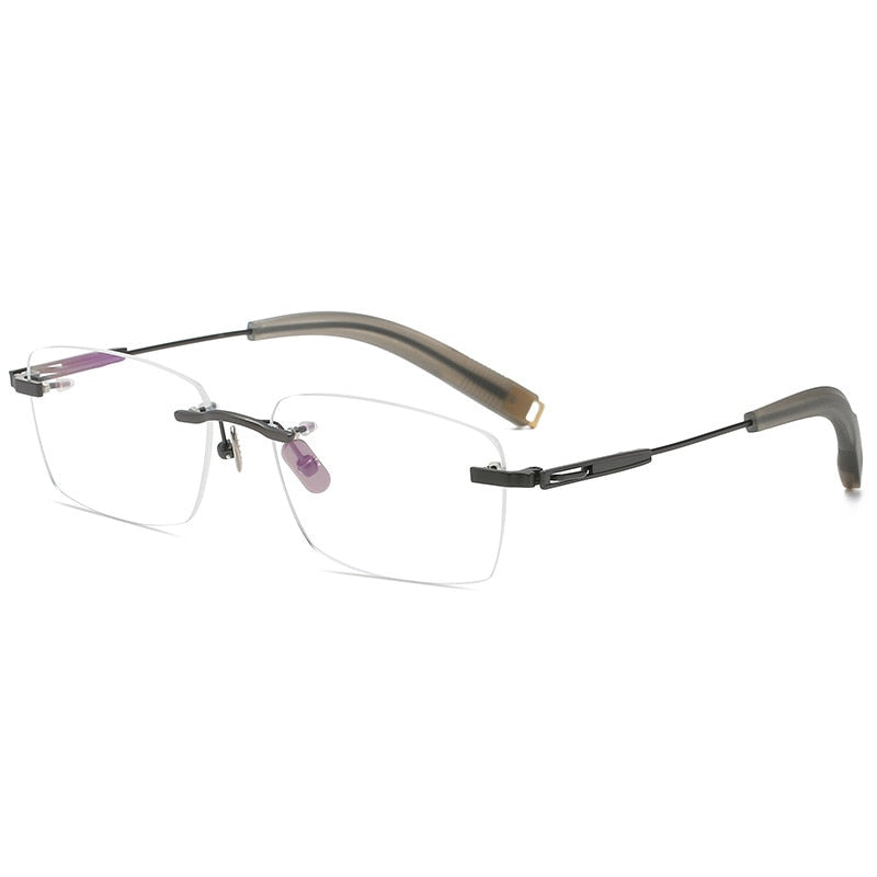 Pure IP Titanium Rimless Optical Glasses Frame Men Square Frameless Prescription Eyeglasses  Ultralight Retro Eyewear