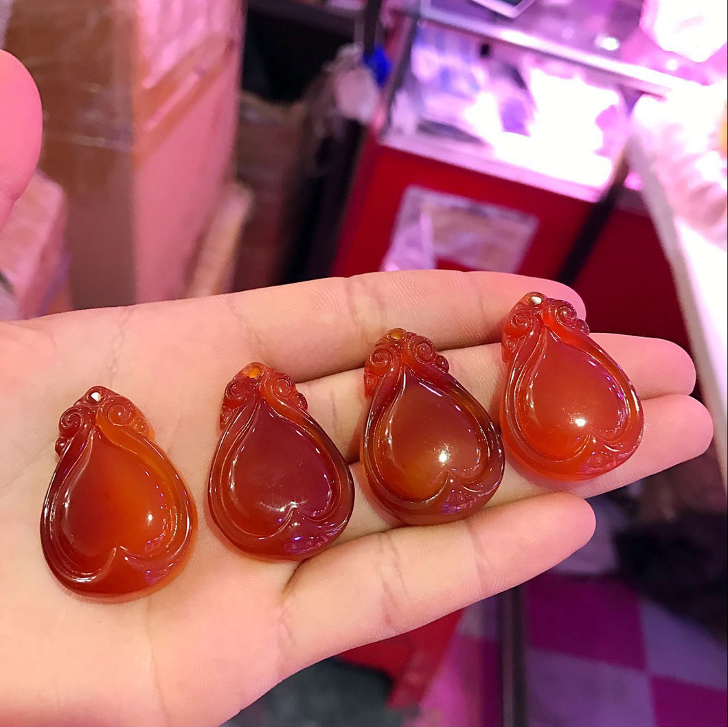 Pure Natural Chalcedony Agate Ruyi Pendant Necklace Sweater Chain Jewelry Gift Wholesale