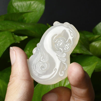 Commercio all'ingrosso del regalo dei gioielli della catena del maglione della collana del pendente dell'agata di calcedonio bianco naturale puro del ghiaccio 