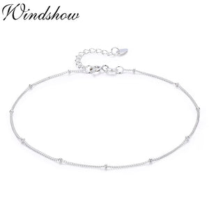 Pure Real 925 Sterling Silver Tiny Thin Beads Curb Chain Bracelet for Women Girls Friend Jewelry pulseras armbanden voor vrouwen