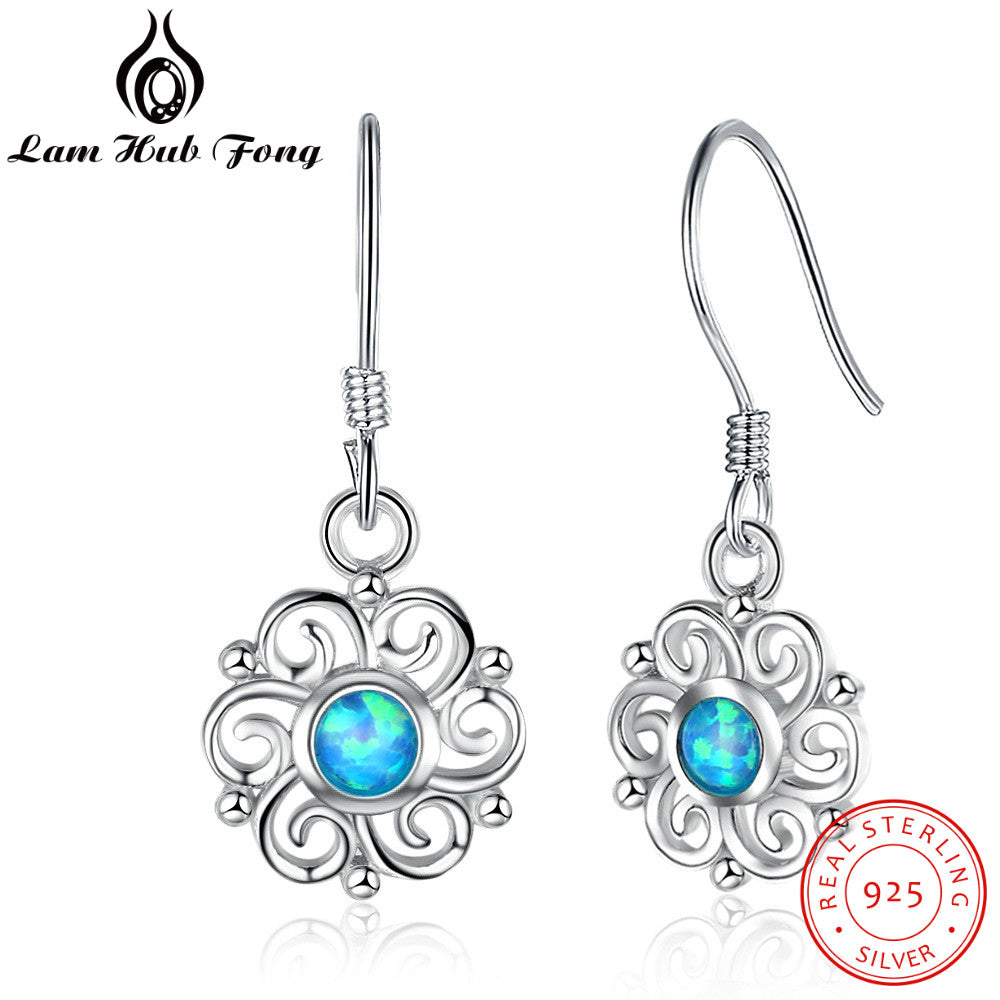 Pure S925 Sterling Silver Opal Drop Earrings for Women Gemstone Earing Fashion Jewelry Box Gift Wholesale Elegant Dangle Party