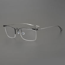 Load image into Gallery viewer, Pure Titanium Business Eyewear Half Frame Glasses Men Eyeglasses Square 6.8g Ultra-light Myopia Big Face Rim Prescription Lenses